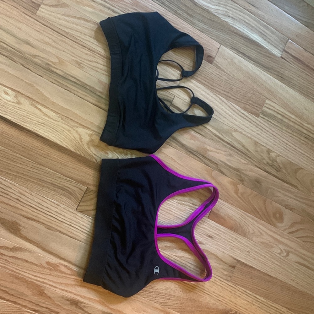 Two pack of black sports bras